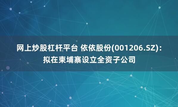 网上炒股杠杆平台 依依股份(001206.SZ)：拟在柬埔寨设立全资子公司