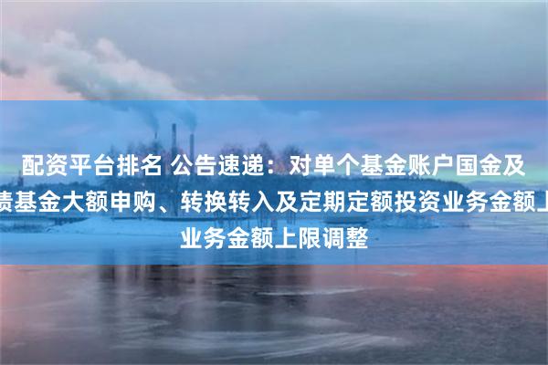 配资平台排名 公告速递：对单个基金账户国金及第中短债基金大额申购、转换转入及定期定额投资业务金额上限调整