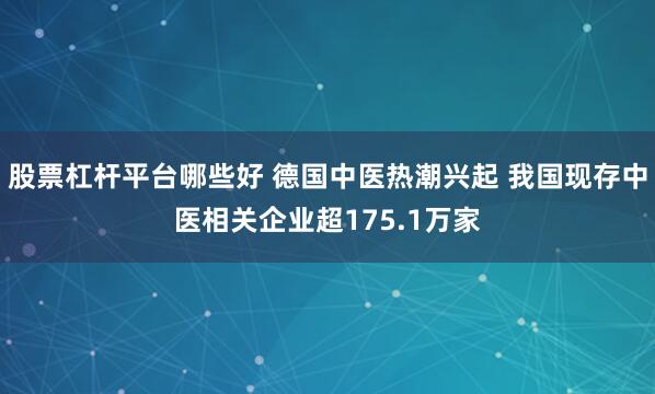 股票杠杆平台哪些好 德国中医热潮兴起 我国现存中医相关企业超175.1万家
