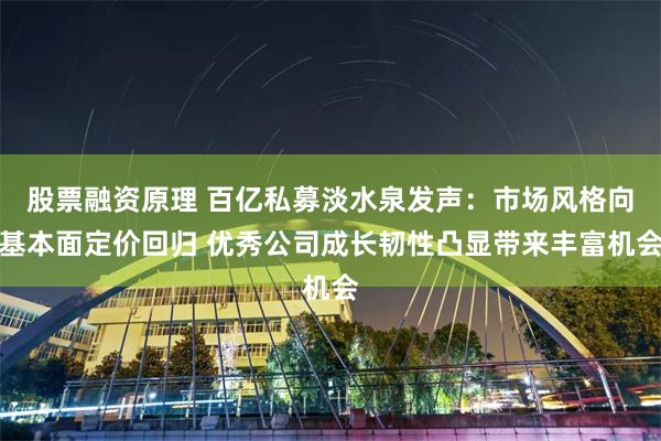 股票融资原理 百亿私募淡水泉发声：市场风格向基本面定价回归 优秀公司成长韧性凸显带来丰富机会