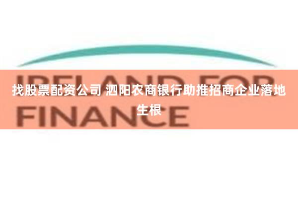 找股票配资公司 泗阳农商银行助推招商企业落地生根